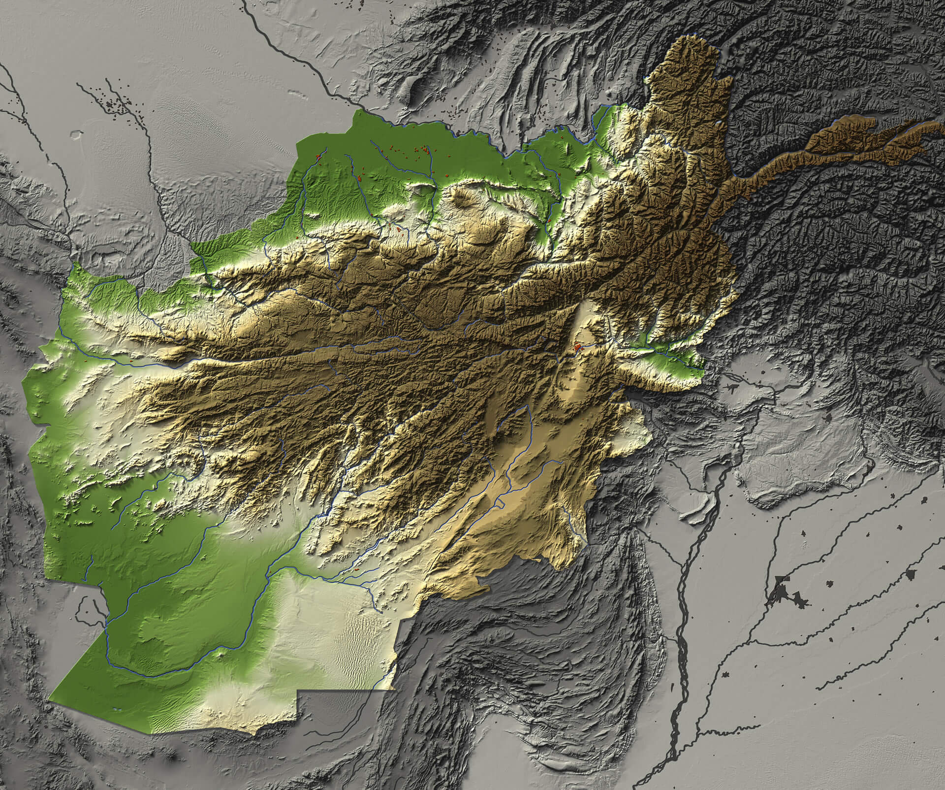 3D relief map of afghanistan